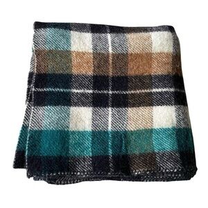 AYERS Vintage Plaid Wool Throw Blanket